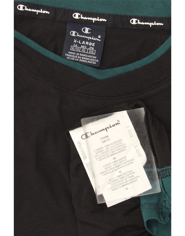 Maglia da uomo Champion a maniche lunghe XL in cotone color block nero