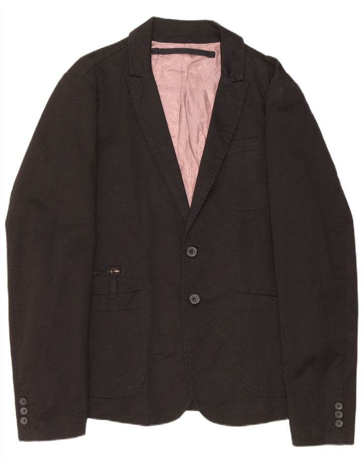 Giacca blazer da uomo a 2 bottoni Diesel UK 40 grande cotone nero