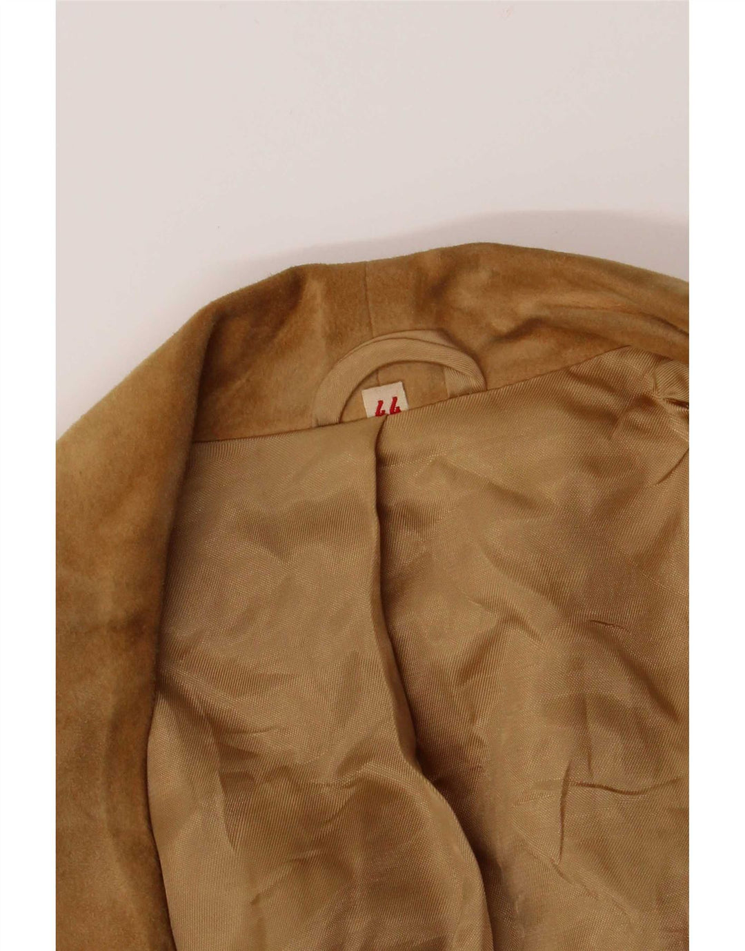 Giacca blazer vintage in pelle scamosciata doppiopetto da donna IT 44 Beige medio