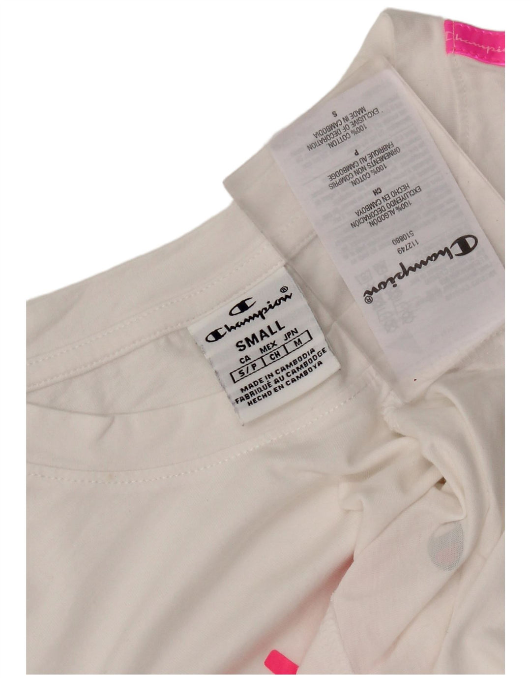 T-shirt grafica corta da donna Champion Top UK 10 Small White Colourblock