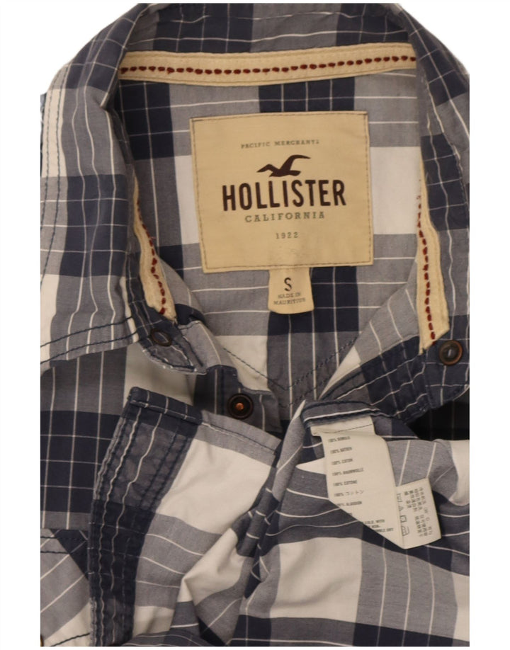 Camicia Hollister da uomo piccola in cotone a quadri blu navy