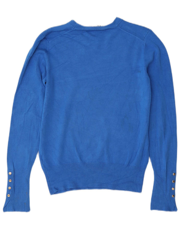 Maglione maglione girocollo da donna Zara UK 12 Viscosa blu medio