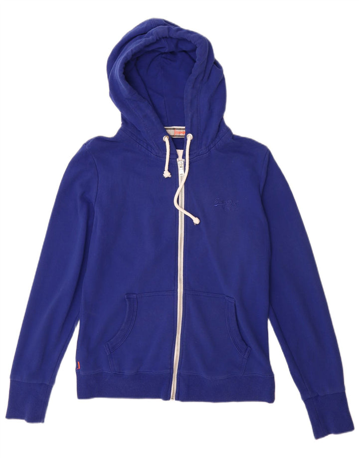 Maglione con cappuccio e zip da donna Superdry UK 12 Cotone blu medio