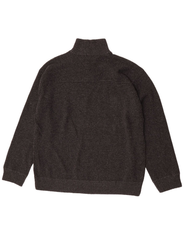 Marks & Spencer Mens Zip Neck Jumper Sweater XL Grey Lambswool