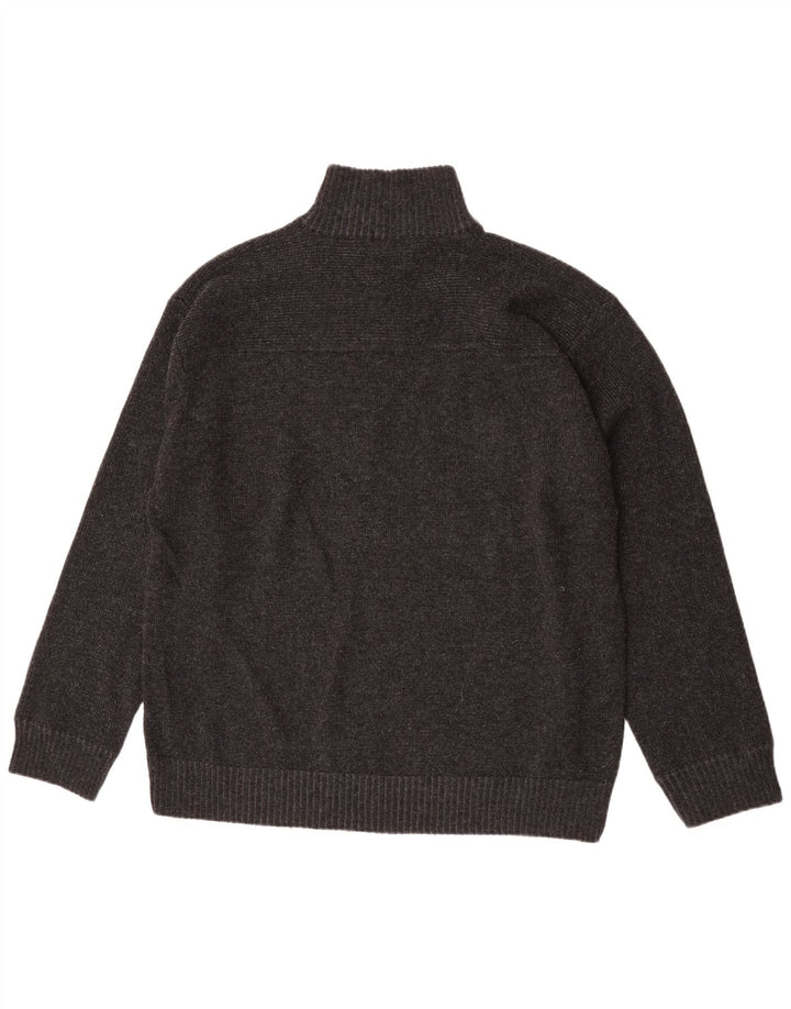 Maglione da uomo Marks & Spencer con zip e collo XL in lana d'agnello grigia
