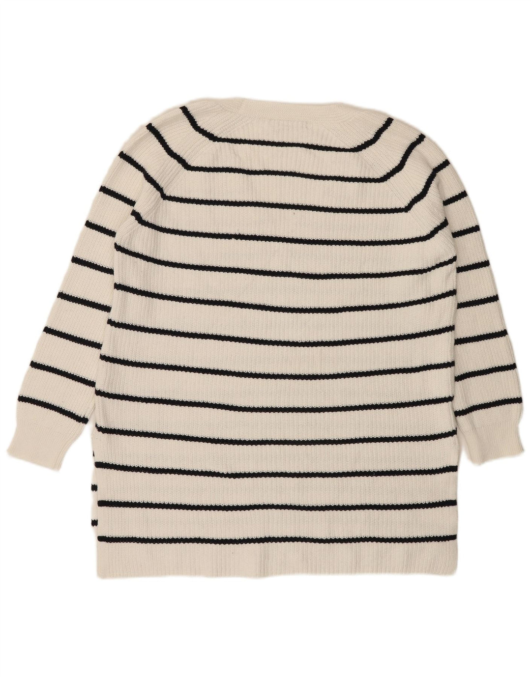 Maglione da donna con scollo a V Marks & Spencer UK 14 a righe bianche medie