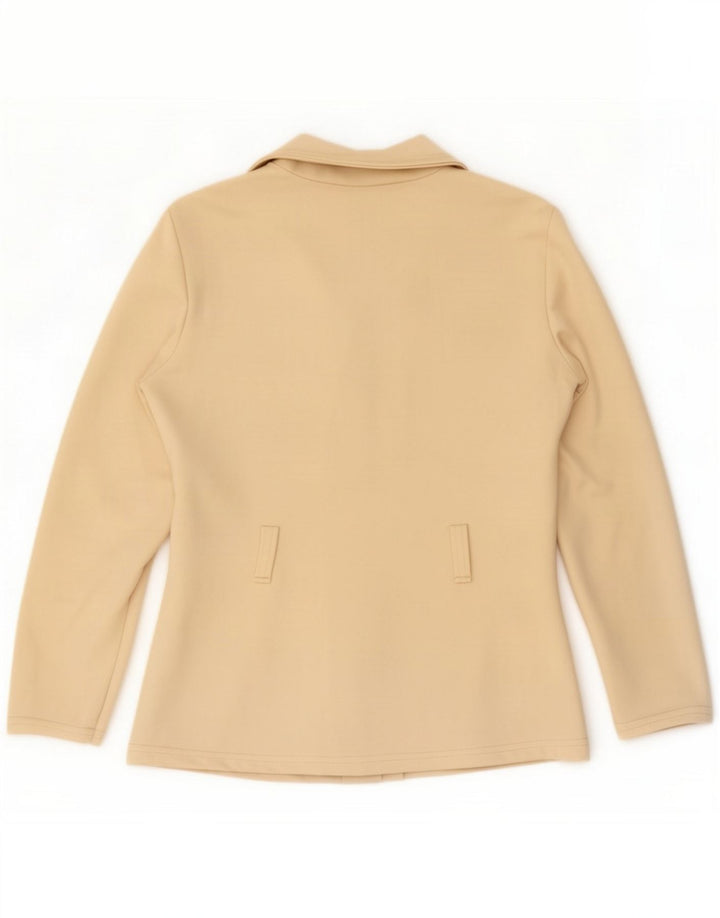 Giacca blazer vintage da donna a 6 bottoni UK 12 Poliestere beige medio
