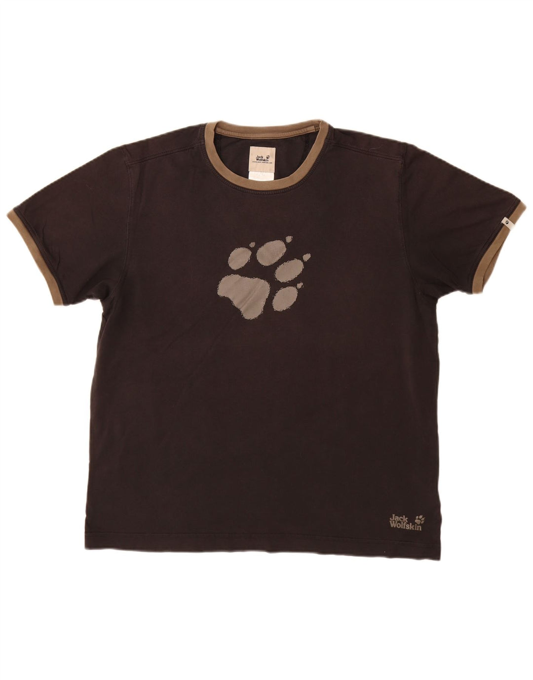 JACK WOLFSKIN T-shirt grafica da uomo Top UK 44 XL Cotone nero