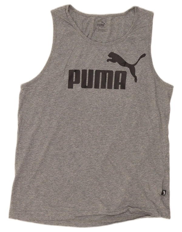 Canotta grafica da uomo Puma Large in cotone grigio