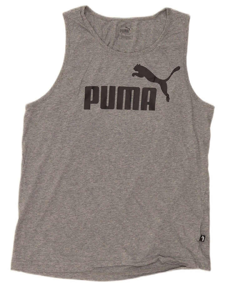 Canotta grafica da uomo Puma Large in cotone grigio