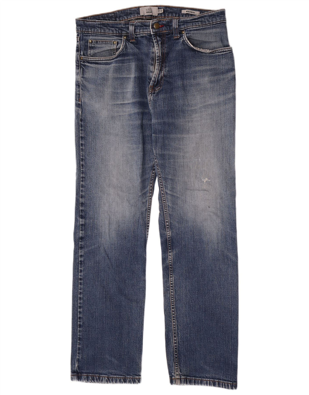 Jeans dritti regolari da uomo Marks & Spencer W34 L29 cotone blu