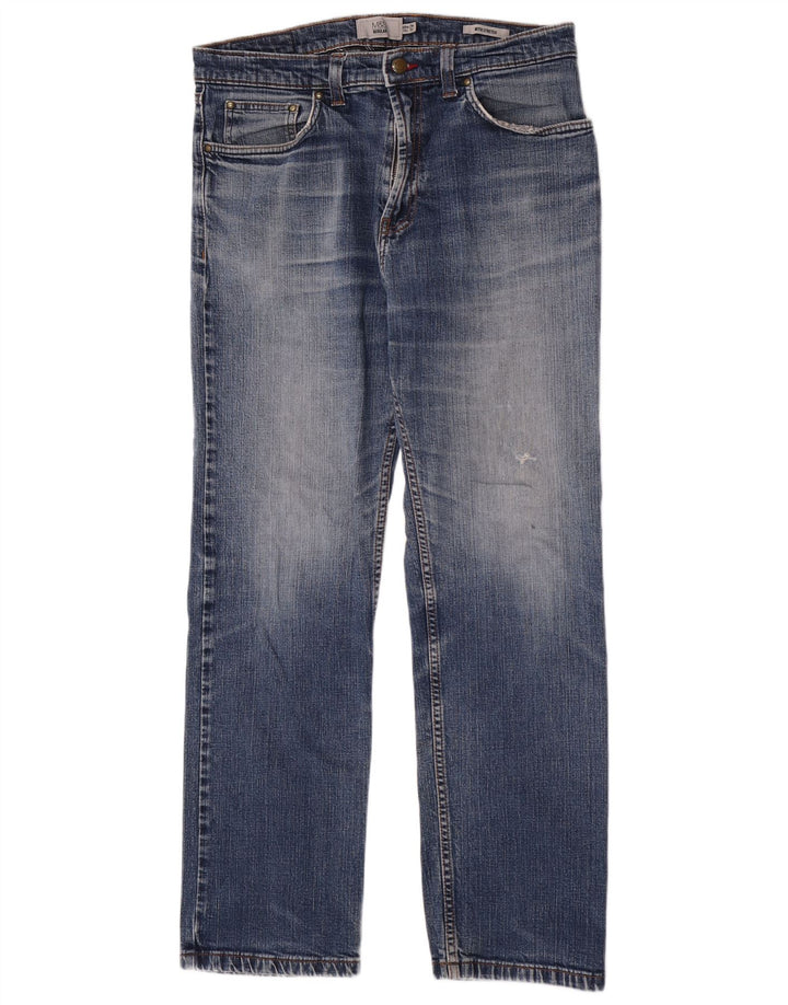 Jeans dritti regolari da uomo Marks & Spencer W34 L29 cotone blu