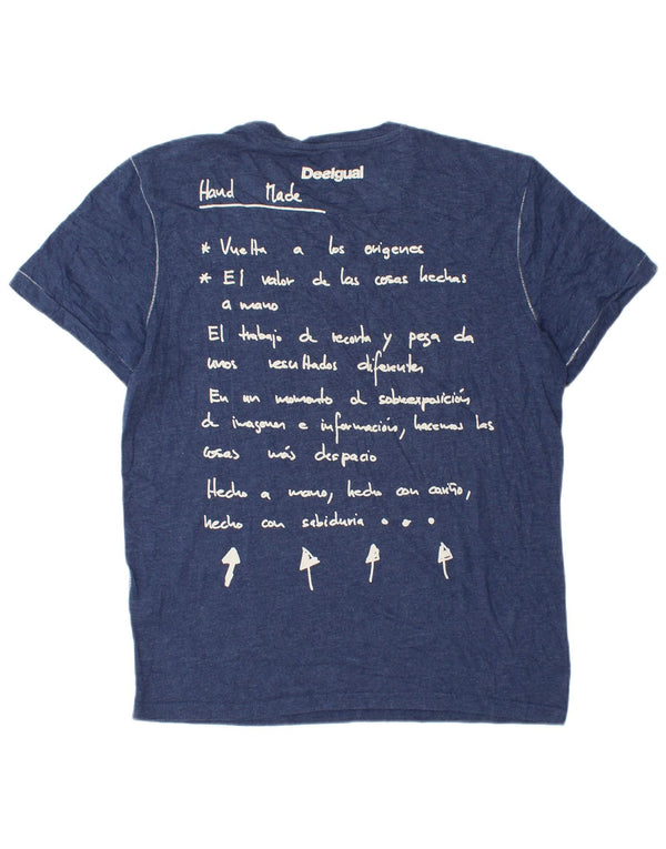 Desigual T-shirt grafica da uomo Top Large in cotone blu navy