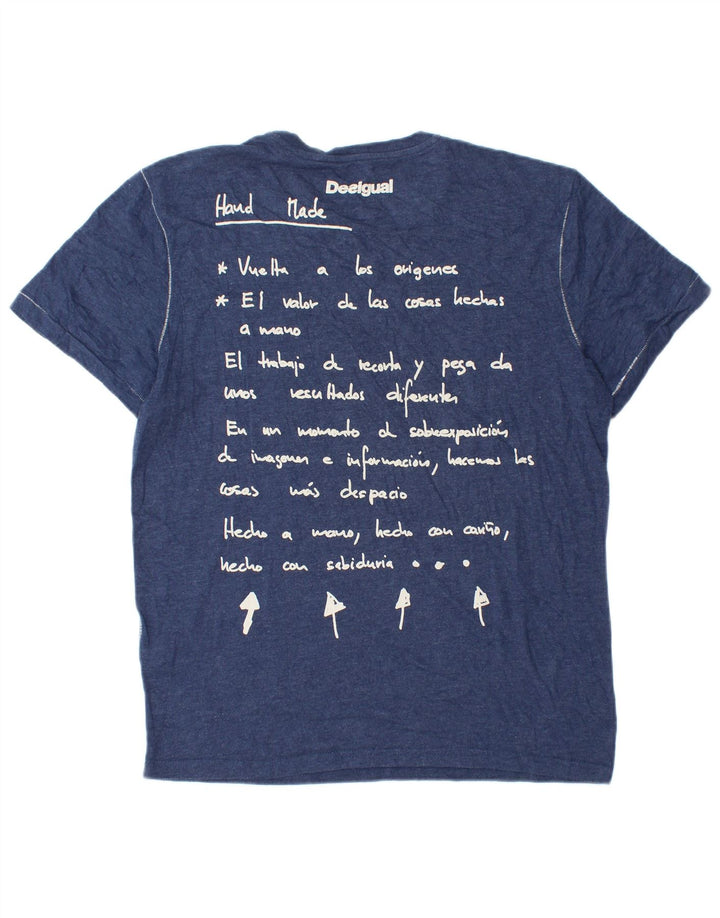 Desigual T-shirt grafica da uomo Top Large in cotone blu navy