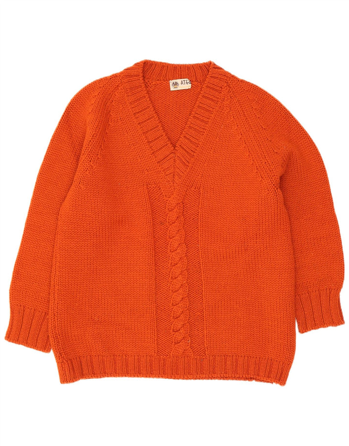 Maglione maglione vintage da donna con scollo a V UK 14 rosso medio