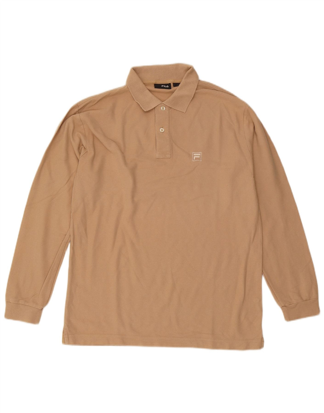 Polo da uomo a maniche lunghe Fila Large in cotone beige