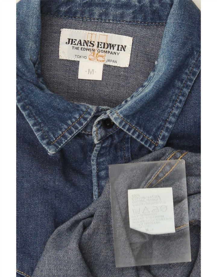Camicia di jeans da uomo Edwin in cotone blu navy medio