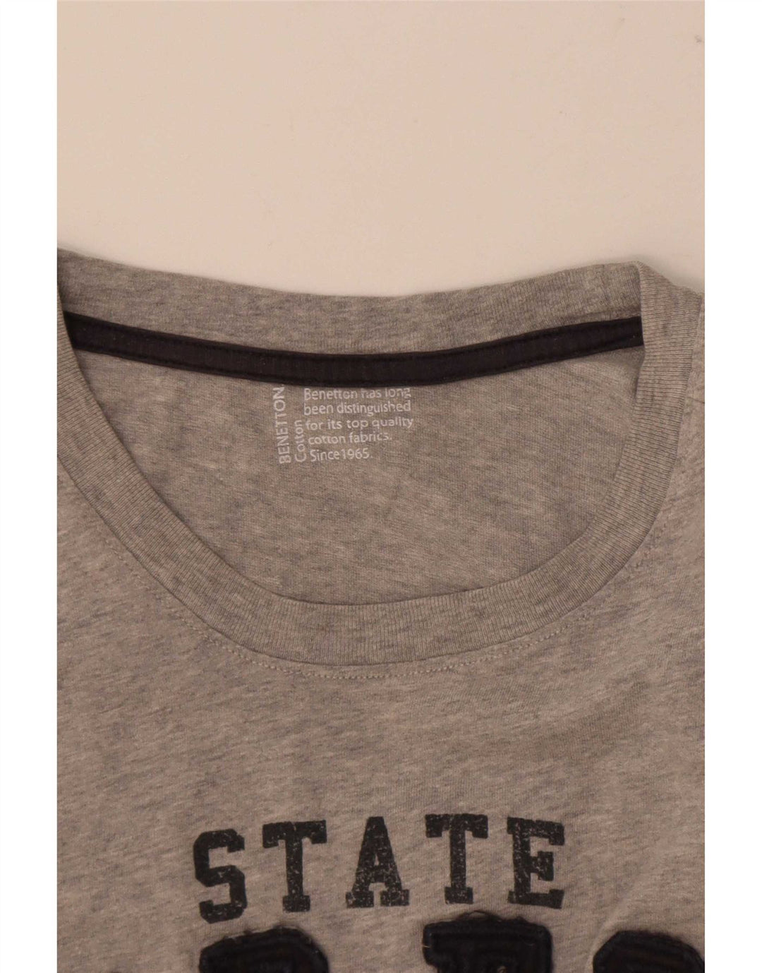 T-shirt grafica da uomo Benetton Top grande in cotone chiazzato grigio