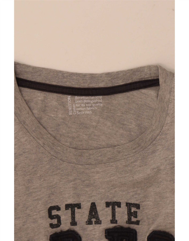 T-shirt grafica da uomo Benetton Top grande in cotone chiazzato grigio