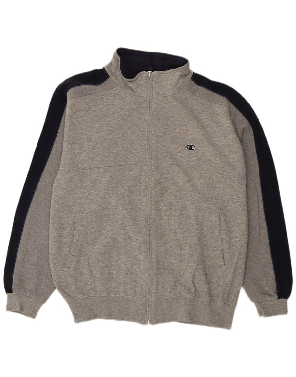 Giacca da tuta da uomo Champion, grande, in cotone color block grigio