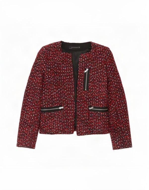 Giacca blazer aperta da donna Zara UK 12 media rossa screziata