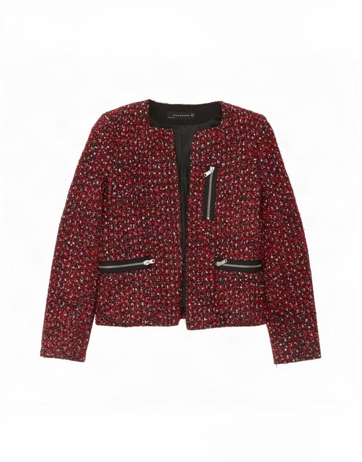 Giacca blazer aperta da donna Zara UK 12 media rossa screziata