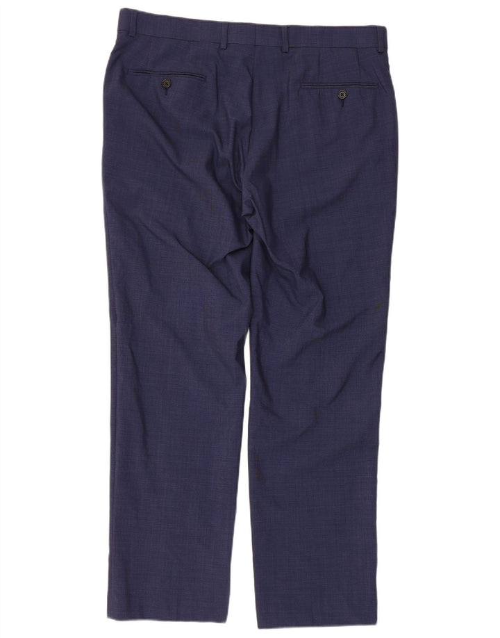 RALPH LAUREN Pantaloni da abito dritti da uomo W34 L30 Lana blu navy