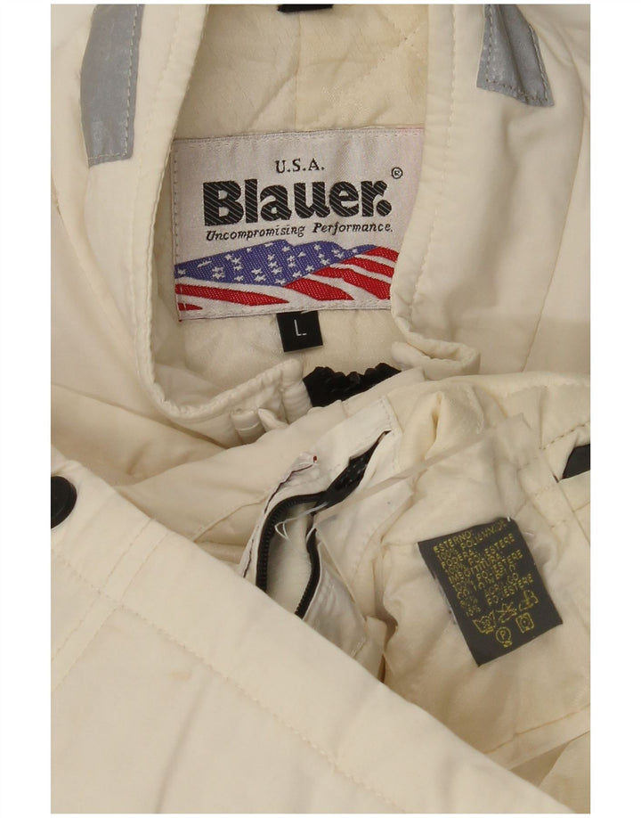 Giacca militare da donna BLAUER UK 14 Large in poliammide bianco sporco
