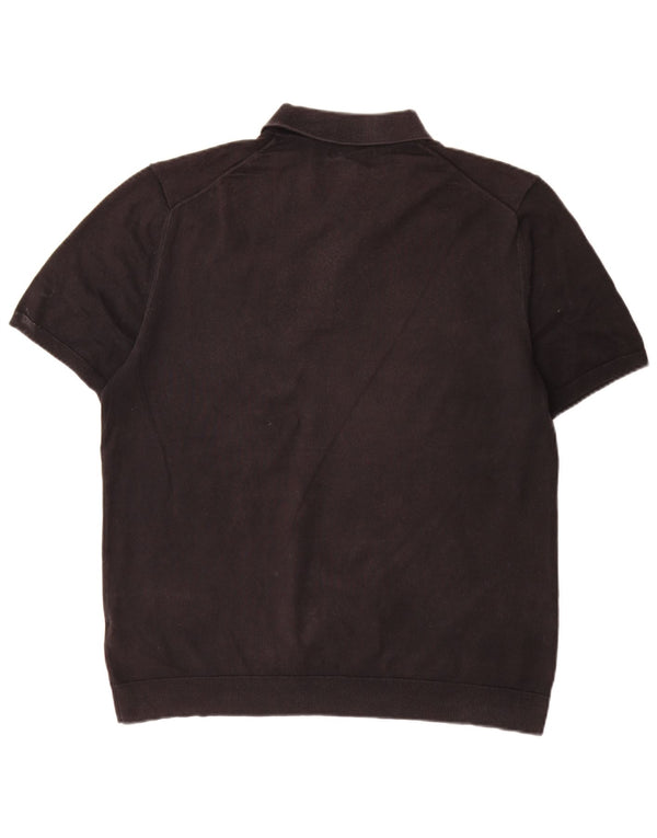 Marks & Spencer Maglione da uomo a maniche corte con collo a polo grande nero