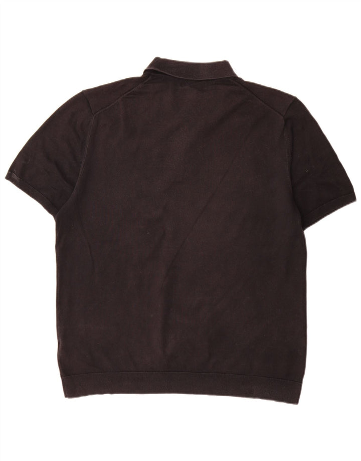 Marks & Spencer Maglione da uomo a maniche corte con collo a polo grande nero