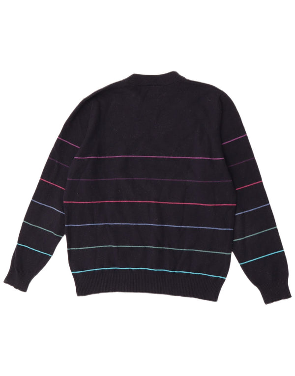 Maglione maglione girocollo da uomo Lacoste taglia 3 piccolo a righe blu navy