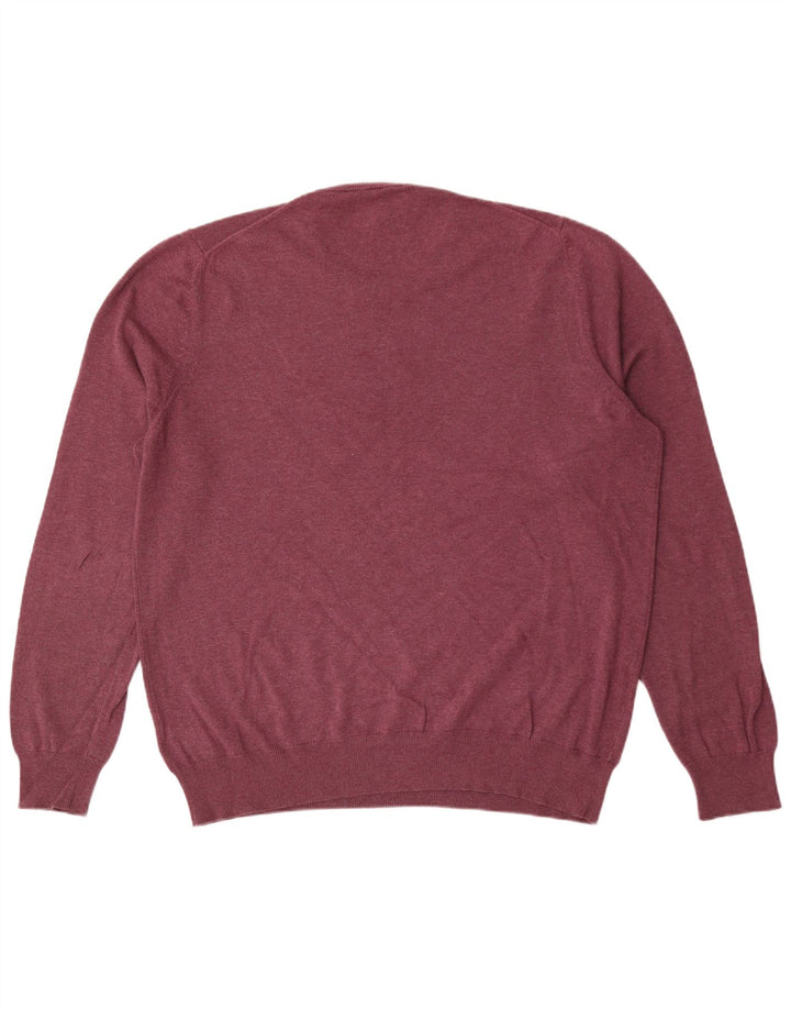 Maglione maglione girocollo da uomo Marks & Spencer grande cotone bordeaux