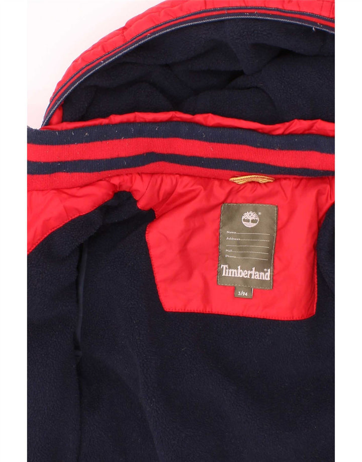 Giacca imbottita con cappuccio Timberland per ragazzi 2-3 anni in poliestere rosso