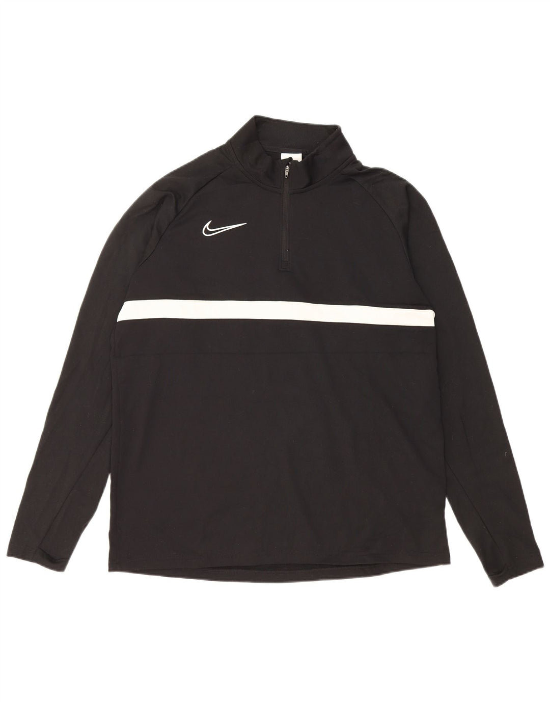 Nike Dri Fit Zip Neck Pullover Tuta da Uomo Top Large Nero Colourblock