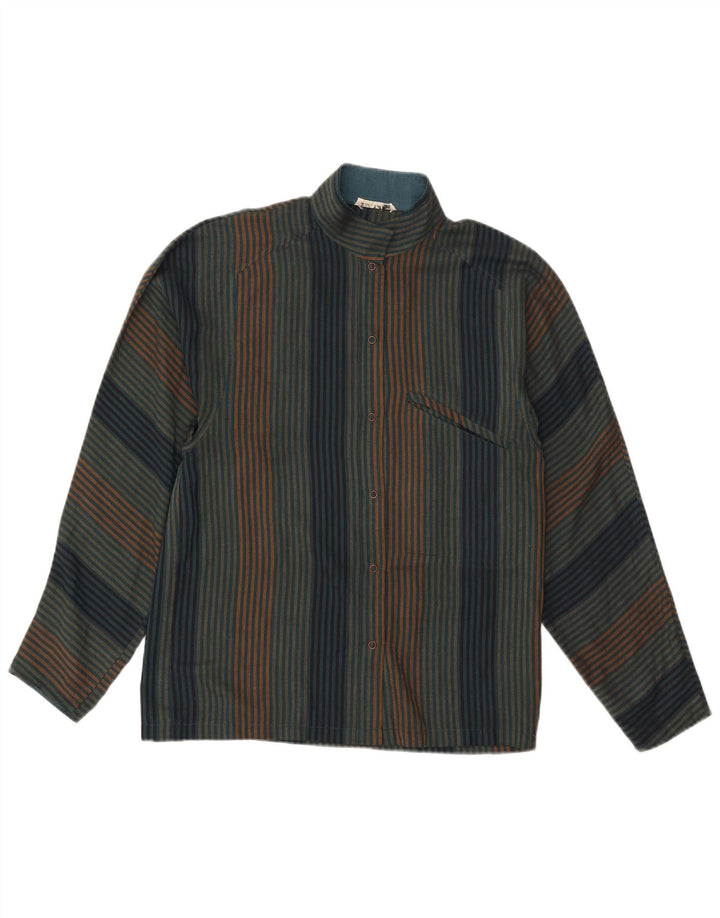 Camicetta camicia vintage da donna UK 16 grande a righe multicolore