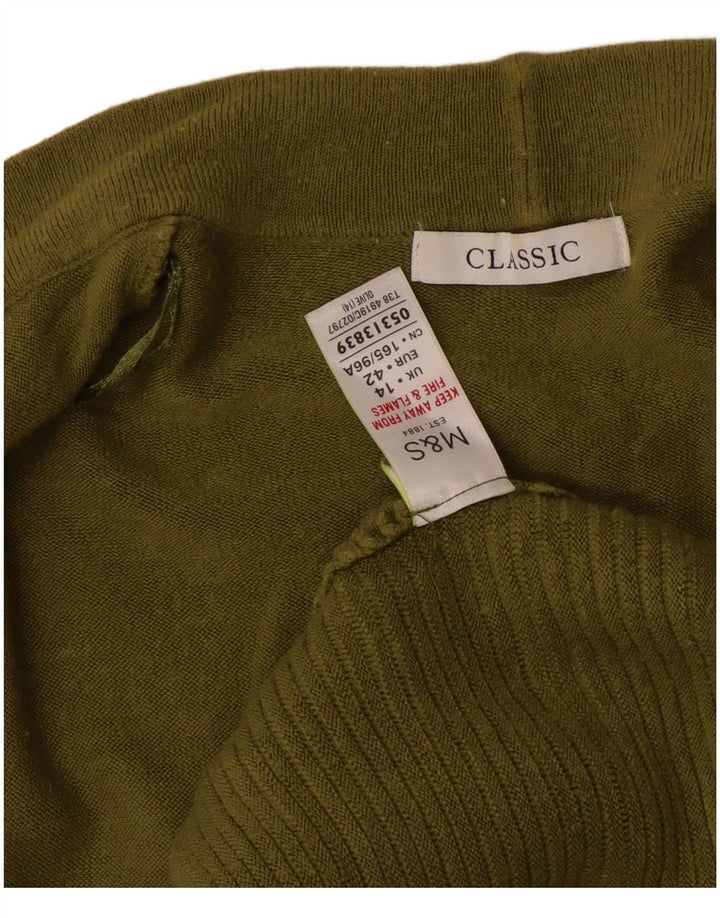 Maglione cardigan aperto con maniche a 3/4 Marks & Spencer da donna UK 14 Cachi medio