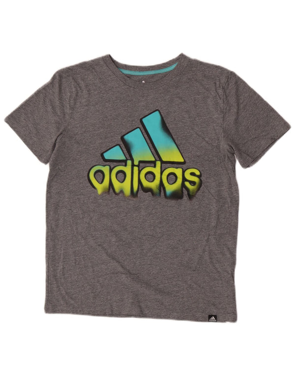 T-shirt grafica Adidas da bambino 14-15 anni grande in cotone grigio
