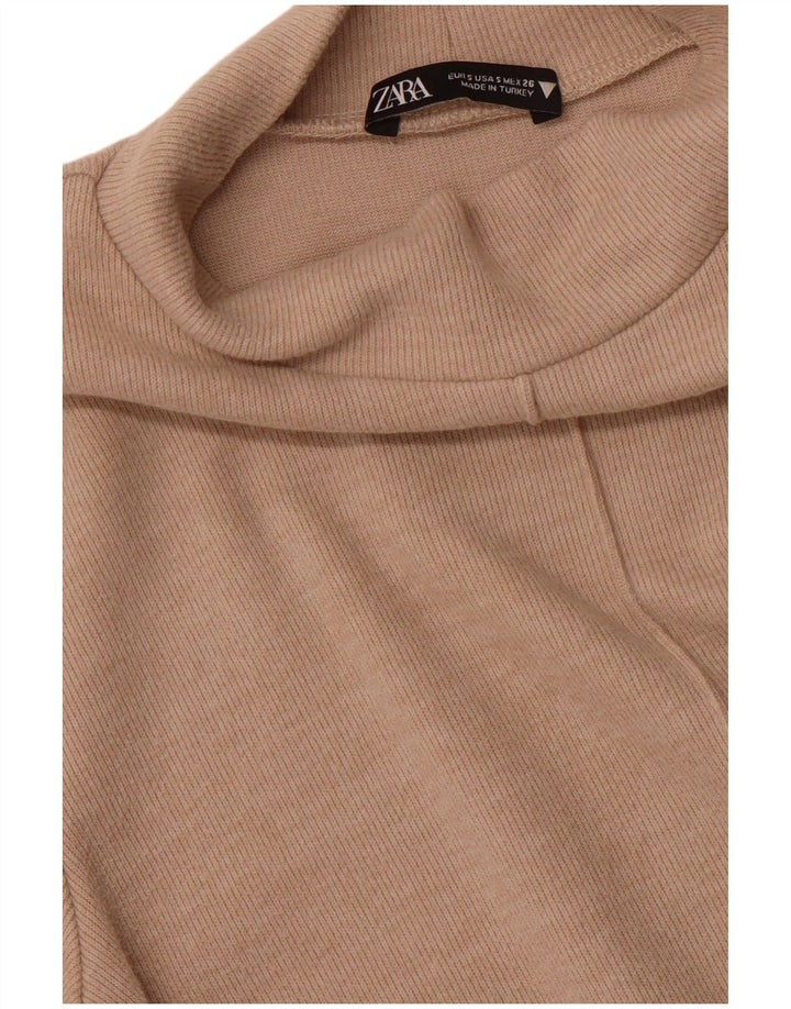 Abito maglione a maniche corte da donna ZARA UK 10 piccolo Beige