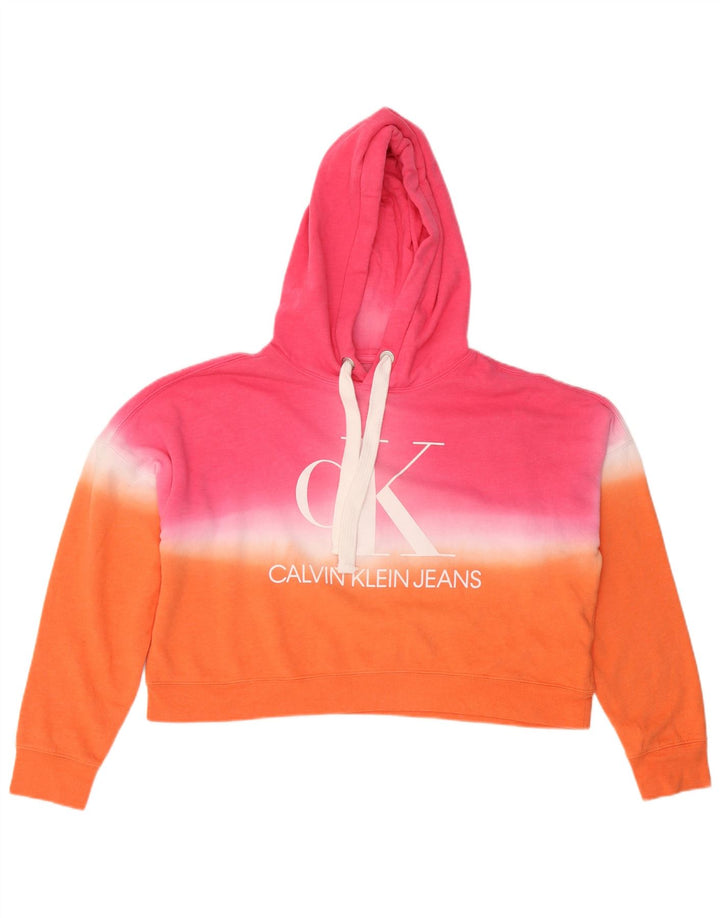 CALVIN KLEIN Maglione oversize con cappuccio da donna UK 14 medio multicolore