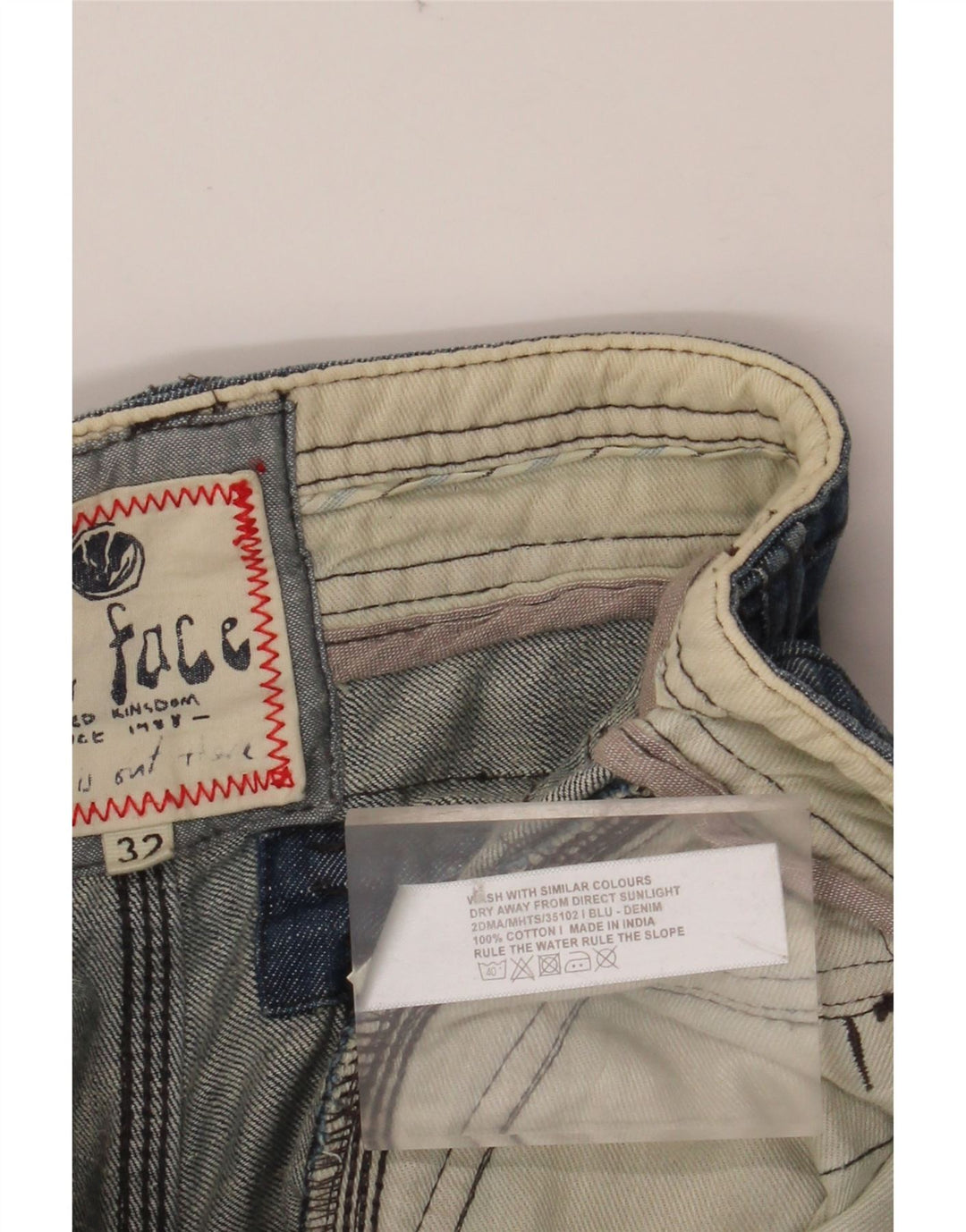 FAT FACE Pantaloncini di jeans cargo da uomo W32 Cotone blu medio