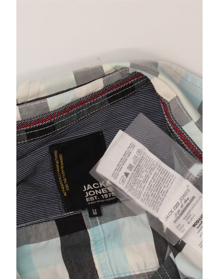 Camicia a maniche corte da uomo Jack & Jones in cotone a quadri turchese medio