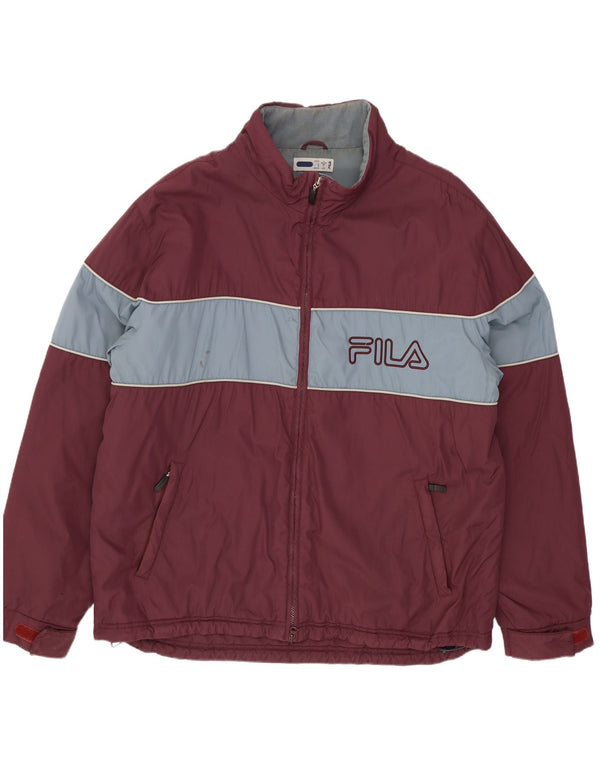 Giacca imbottita grafica da uomo Fila UK 40 grande nylon color block bordeaux