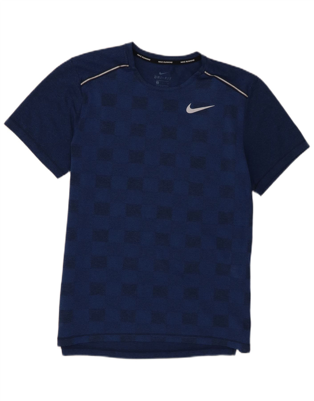 T-shirt Nike da uomo Dri Fit Top Small in poliestere geometrico blu navy