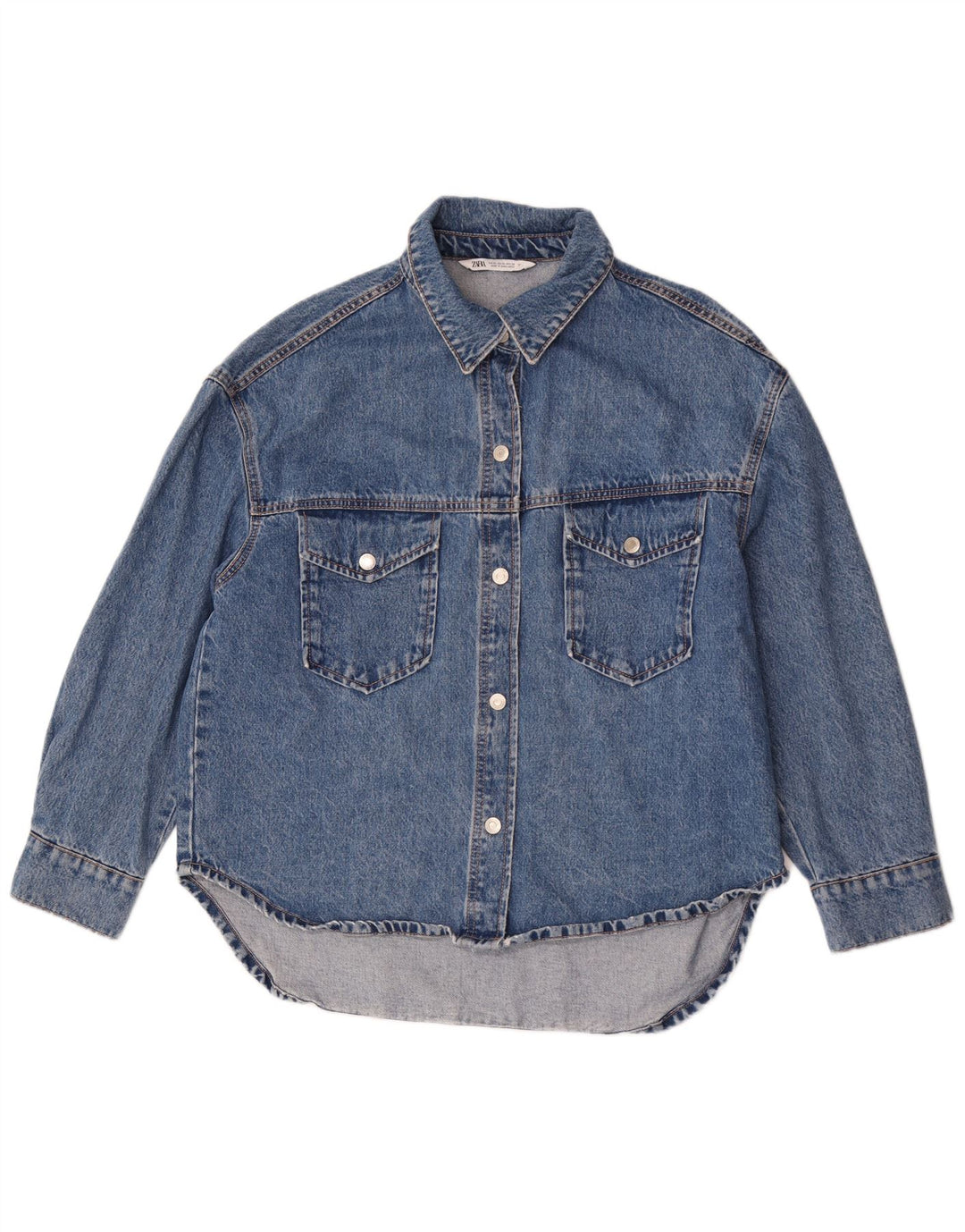 Camicia in denim oversize asimmetrica da donna Zara UK 18 XL Blu