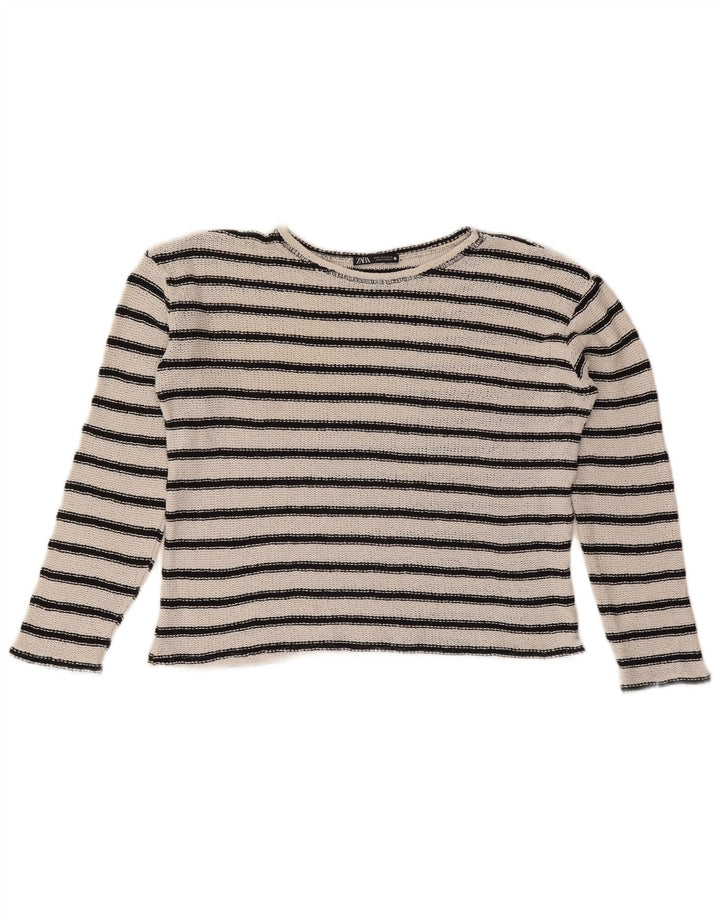 Top corto oversize da donna Zara UK 10 piccolo a righe bianche