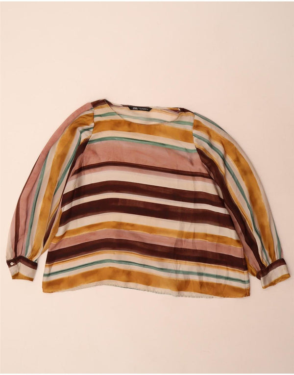Camicetta a maniche lunghe da donna Zara UK 18 XL a righe multicolore