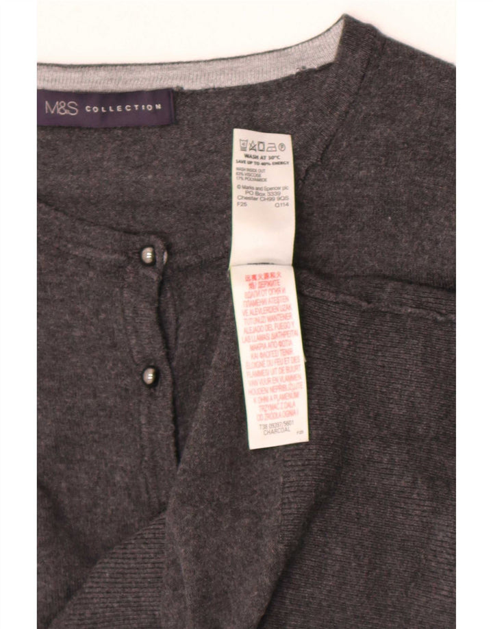 Maglione cardigan da donna Marks & Spencer UK 8 piccolo viscosa grigia