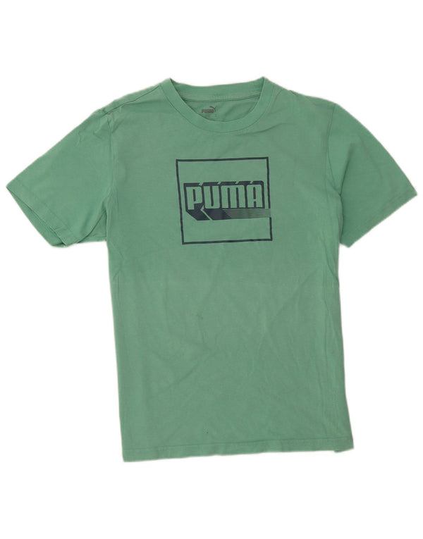 T-shirt grafica da uomo Puma Top in cotone turchese medio