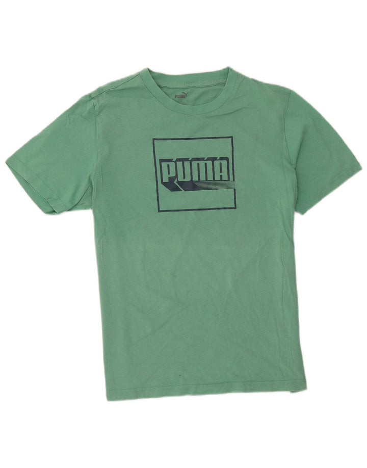 T-shirt grafica da uomo Puma Top in cotone turchese medio