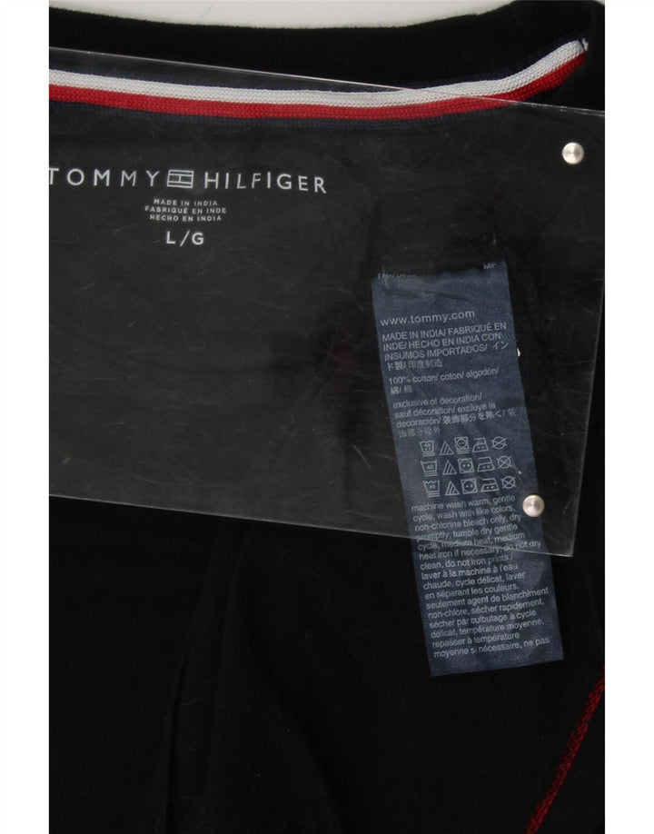 TOMMY HILFIGER Mens T-Shirt Top Large Black Cotton Vintage Tommy Hilfiger and Second-Hand Tommy Hilfiger from Messina Hembry 